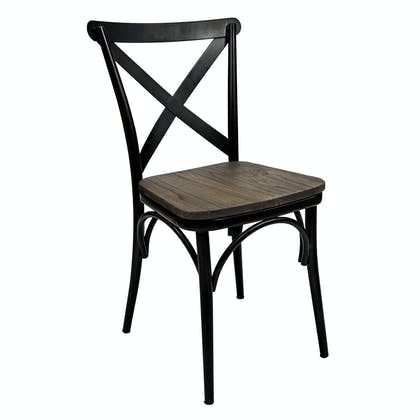 Bistro Metal Chair w/ Wood Seat