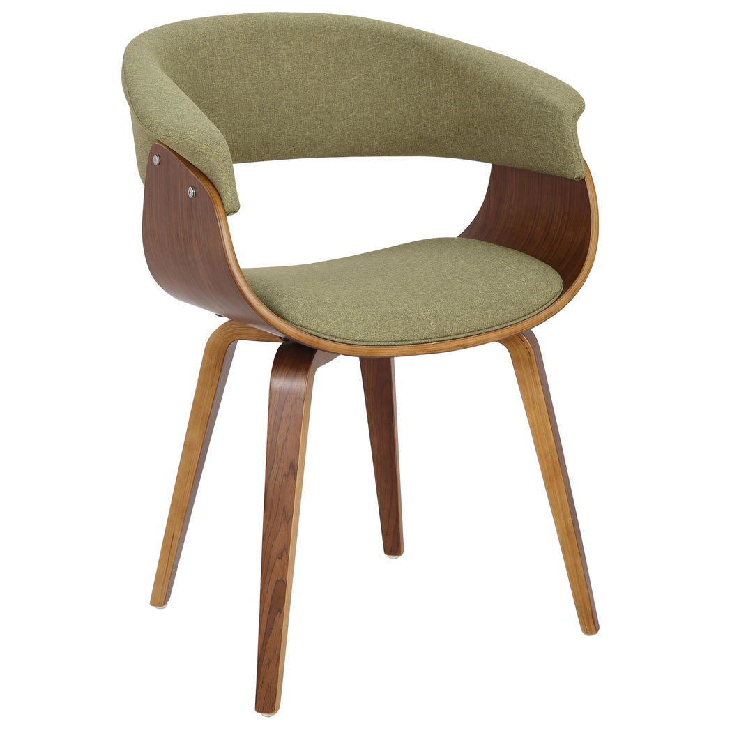 Vintage Mod Chair - Walnut Wood/ Green Fabric
